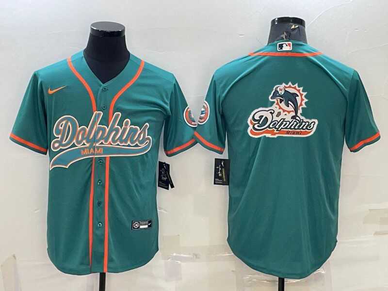 Men's Miami Dolphins Aqua Team Big Logo With Patch Cool Base Stitched Baseball Jersey,We sell and wholesale Men's Miami Dolphins Aqua Team Big Logo With Patch Cool Base Stitched Baseball Jersey on line form chian!